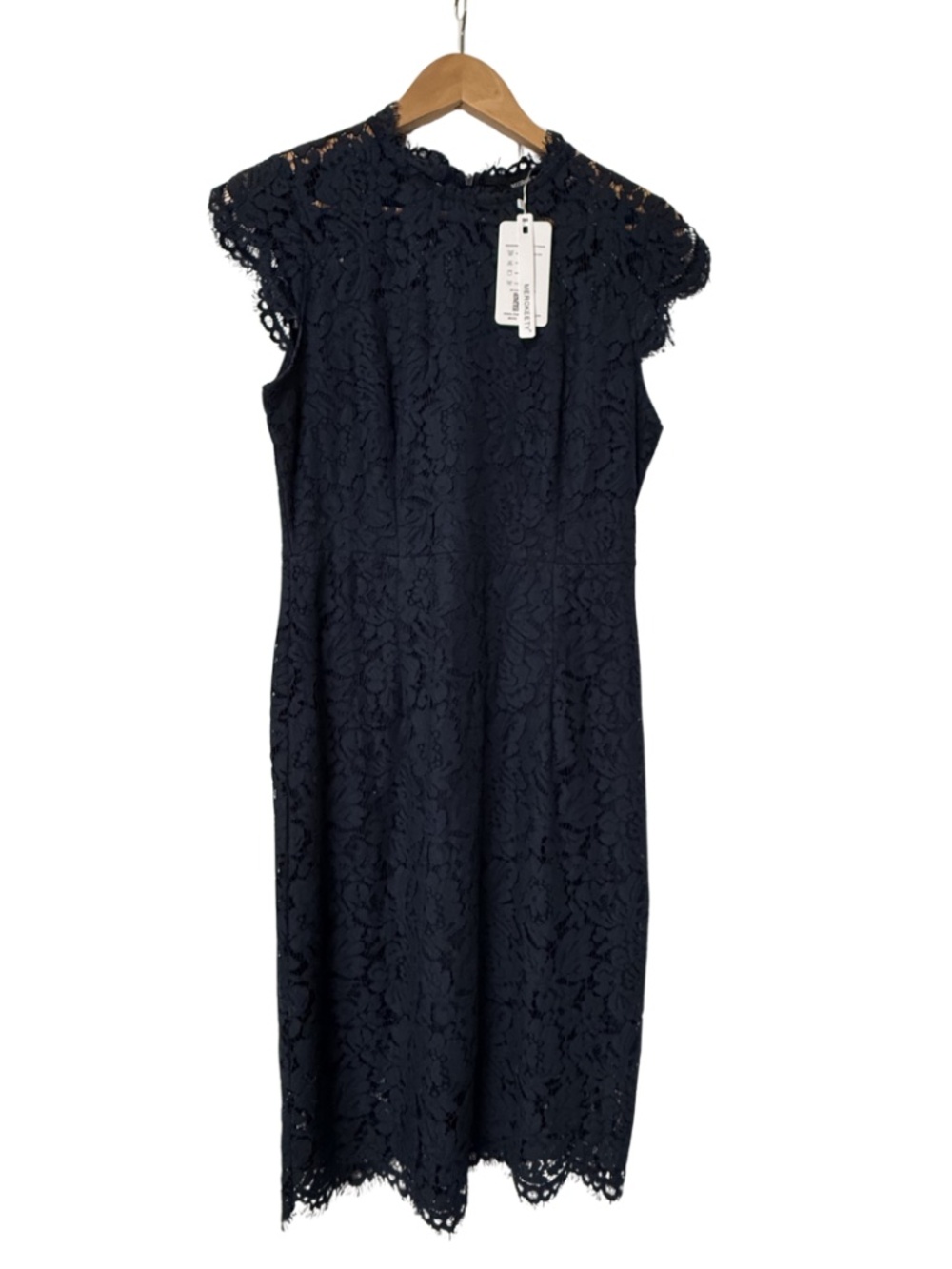 Lace Midi Dress, Medium, Navy